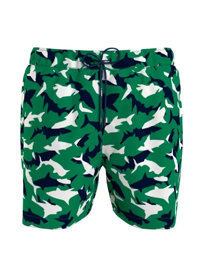 TOMMY HILFIGER Print Drawstring Mid Length Swim Shorts,