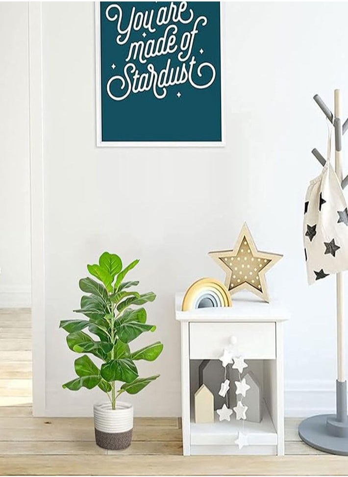 dida-cosmos Artificial Fiddle Leaf Fig Tree/Faux Ficus Lyrata for Home Office Decoration, 30.5" Tall, with Cotton Rope Basket  - Image 3