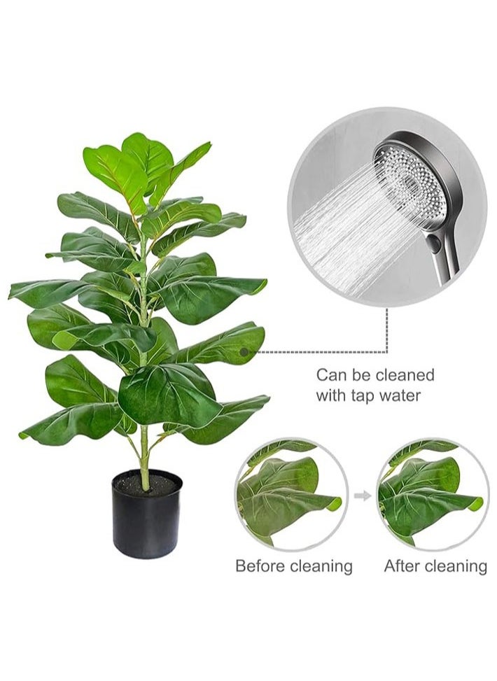 dida-cosmos Artificial Fiddle Leaf Fig Tree/Faux Ficus Lyrata for Home Office Decoration, 30.5" Tall, with Cotton Rope Basket  - Image 5