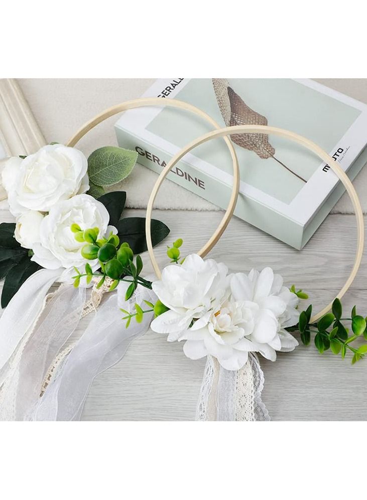 SYOSI Wooden Floral Hoop Wreath Artificial Flower Hanging Wall Hoop Wreath Craft Hoop Rings for Making Wedding Decor and DIY Crafts  - Image 3