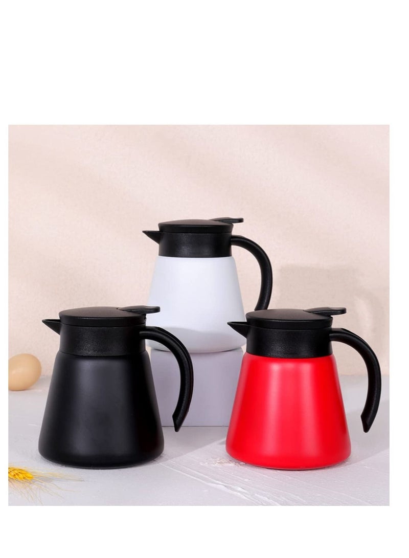 SYOSI Thermal Coffee Carafe Tea Pot, Thermal and Cold Coffee Carafe Stainless Steel Insulation Pot Double Wall Vacuum Insulated Coffee Water & Beverage Dispenser, White, 650ml22oz - Image 3