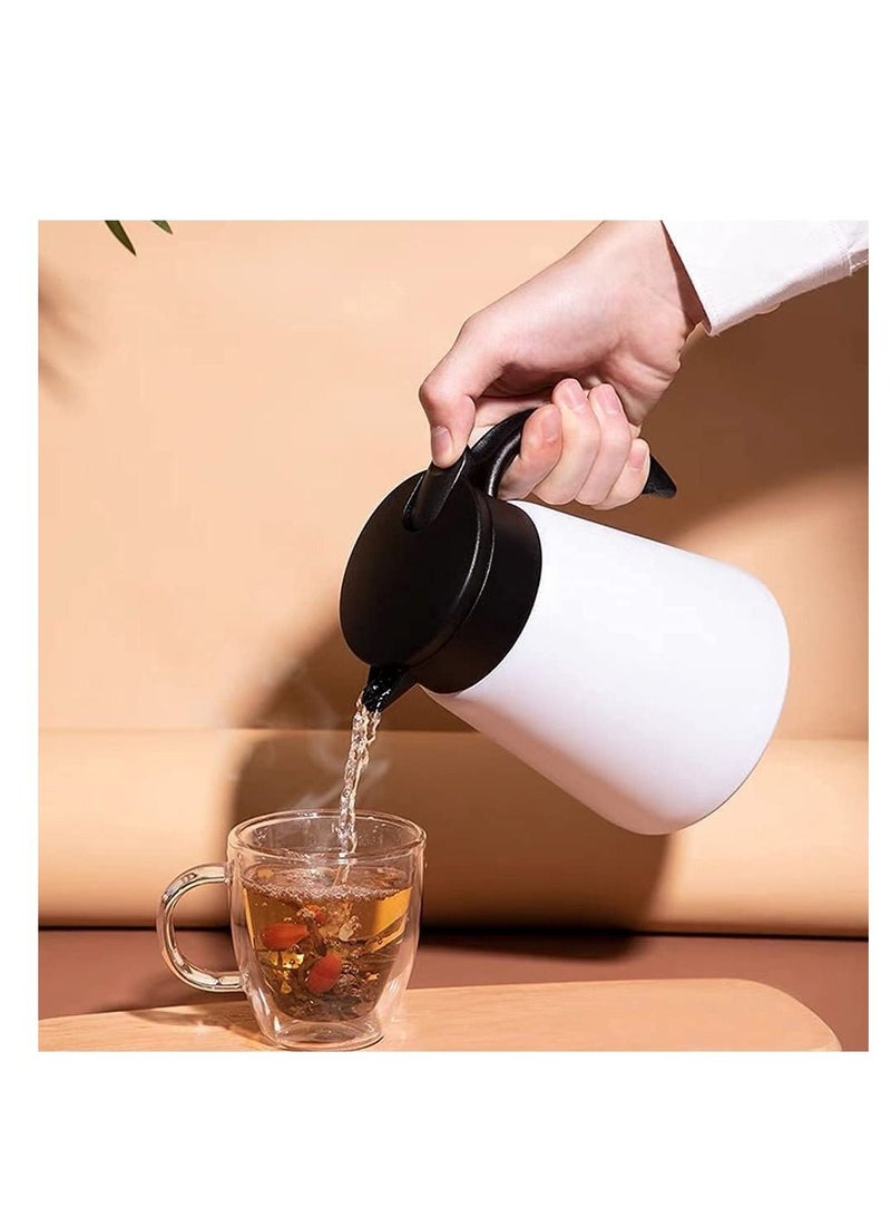 SYOSI Thermal Coffee Carafe Tea Pot, Thermal and Cold Coffee Carafe Stainless Steel Insulation Pot Double Wall Vacuum Insulated Coffee Water & Beverage Dispenser, White, 650ml22oz - Image 4