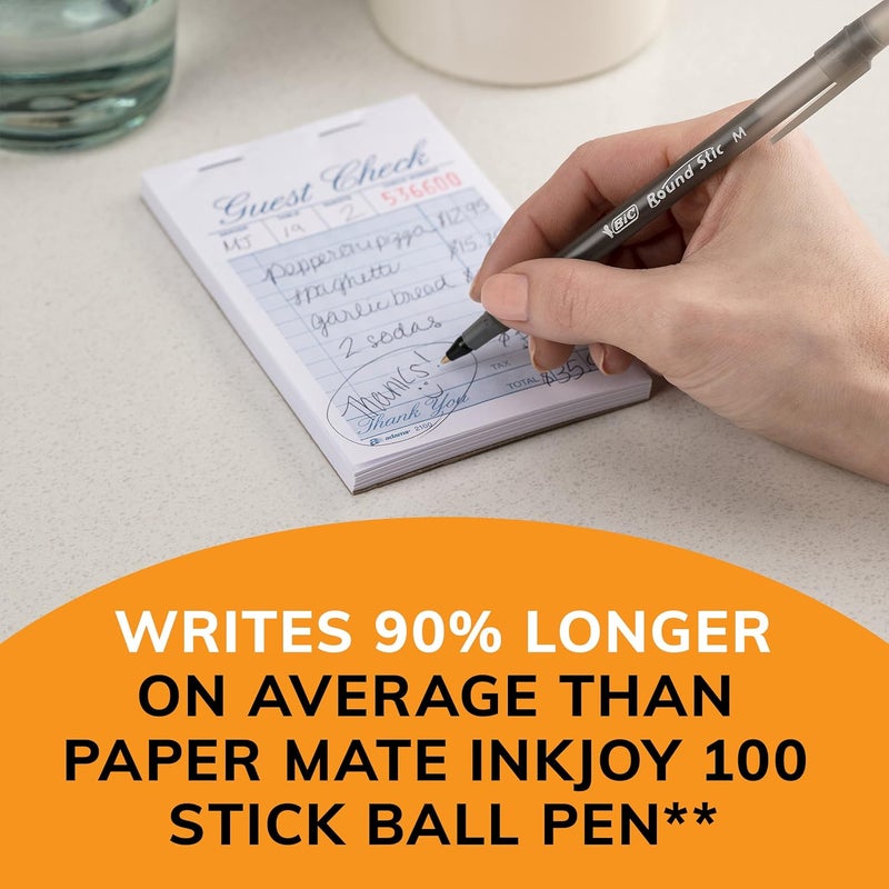 بيك قلم حبر جاف راوند ستيك إكسترا لايف، متوسط الرأس (1.0 مم)، أسود، 60 قلمًا - Image 3