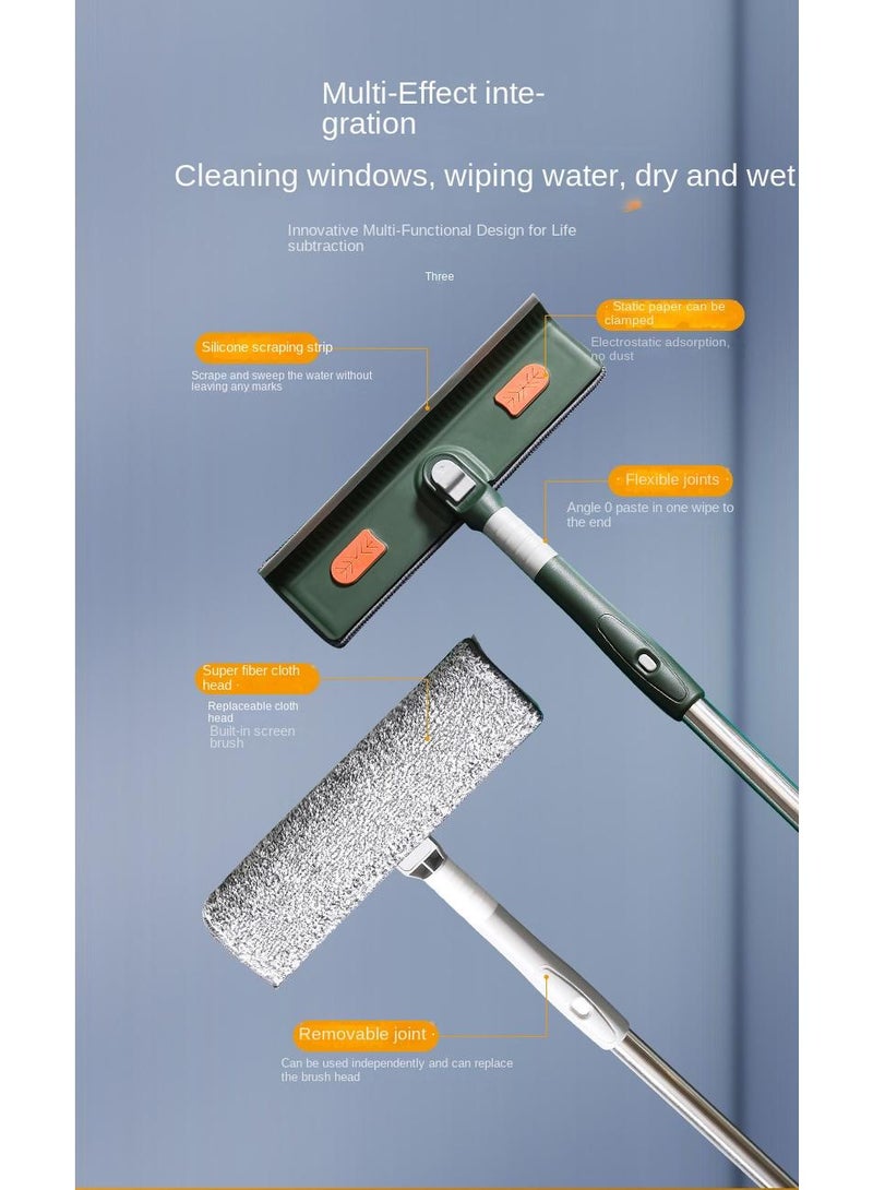 Y&D 3-Section Pole White/Orange Double-Sided Window Cleaner Rod With Scraper Tool With 2 Pcs Replacement Cloth And 1 Pcs Superfine Fiber Duster Head  - Image 5