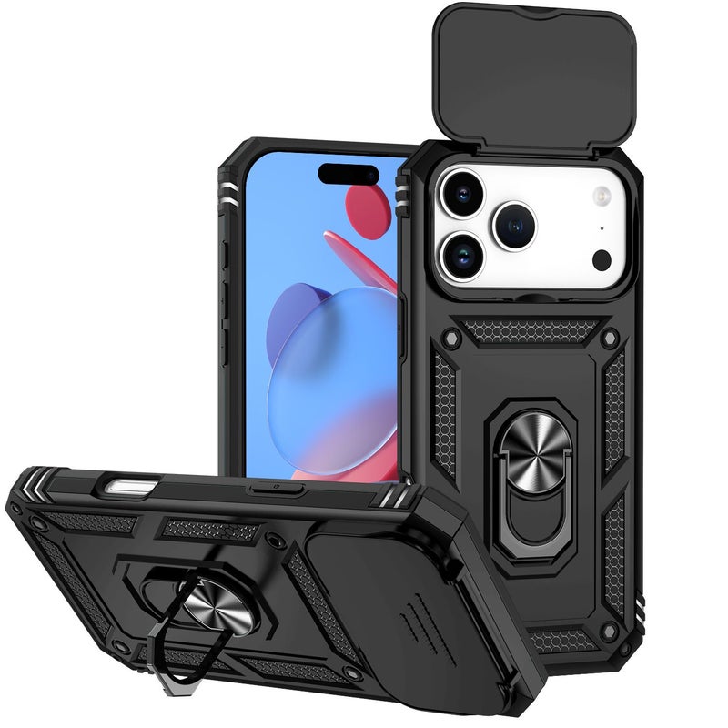 Green Phone Case Set For iPhone 14 Pro With 3 In 1 Sliding Camera Shield Stand - Image 1