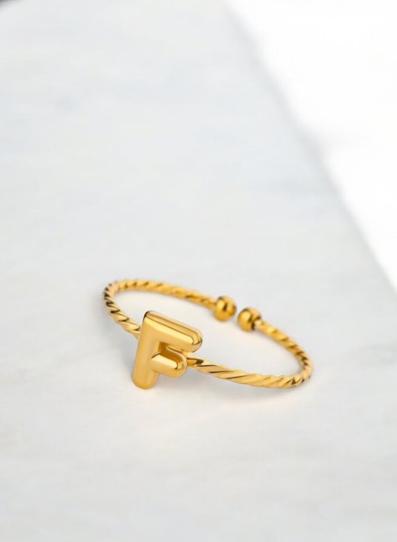 إيكوال خاتم نسائي من الاستانلس ستيل مطلي باللون الذهبي بمقاس موحد