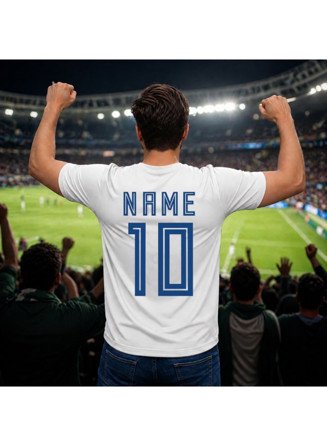 PRINTSHOP4ME Argentina FIFA World Cup Jersey Dry-Fit T-Shirt for Men | Customized Name Print on Back | Round Neck | Short Sleeve - Image 3