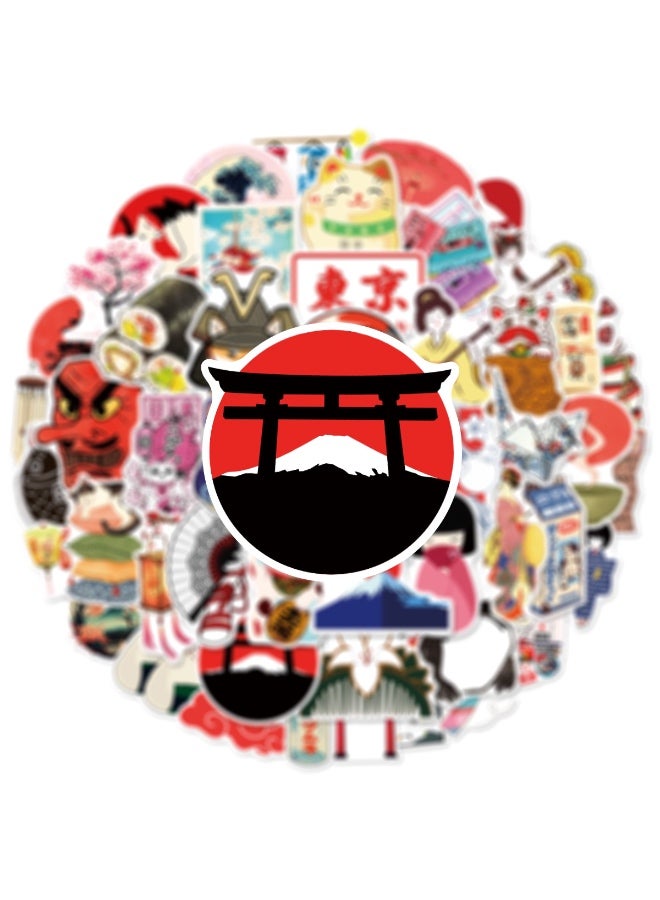 Japanese Traditional Culture Stickers 50 Pcs Vinyl Waterproof Japan Travel Decal for Laptop Water Bottle Phone Car Window Bike Motorcycle Skateboard Scrapbook - Image 4