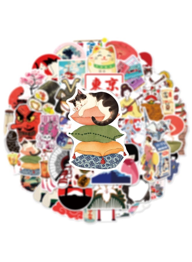 Japanese Traditional Culture Stickers 50 Pcs Vinyl Waterproof Japan Travel Decal for Laptop Water Bottle Phone Car Window Bike Motorcycle Skateboard Scrapbook - Image 5