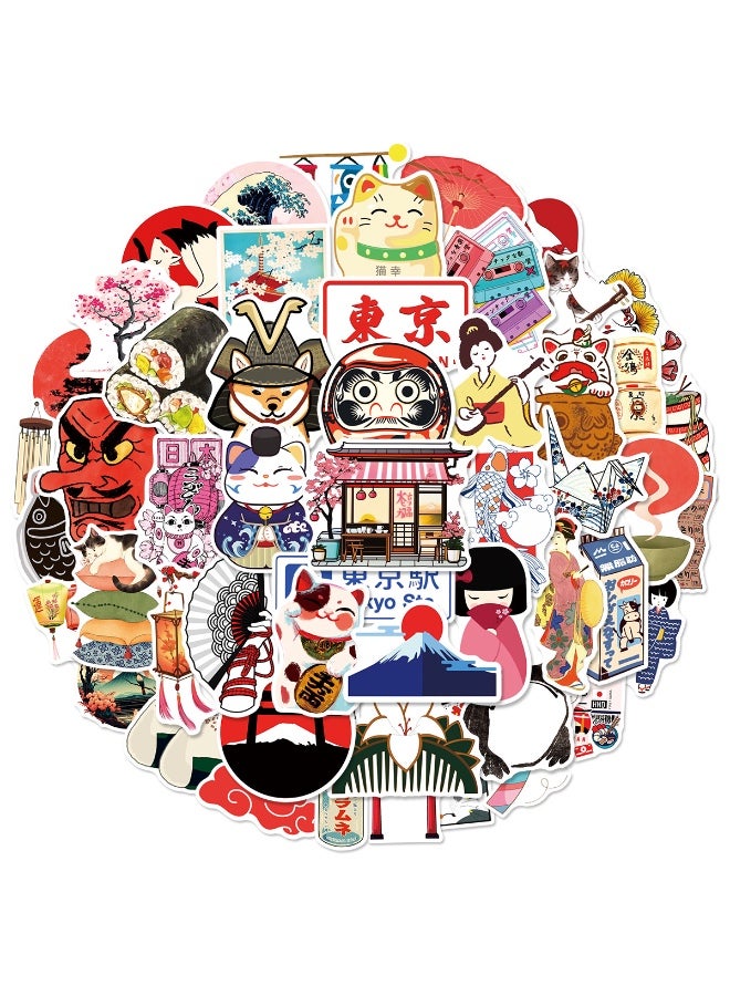 Japanese Traditional Culture Stickers 50 Pcs Vinyl Waterproof Japan Travel Decal for Laptop Water Bottle Phone Car Window Bike Motorcycle Skateboard Scrapbook - Image 1