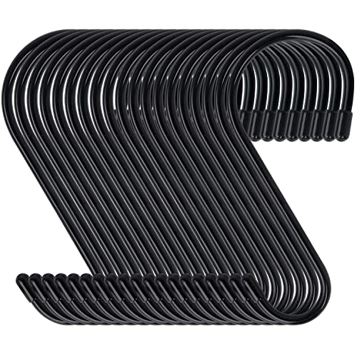 DINGEE 6 Inch 24 Pack Large S Hooks for Hanging Plants,Vinyl Coated Heavy Duty S Hooks for Hanging Non Slip S Hanger Hooks Steel Metal with Rubber Stopper Closet Hooks,Clothes,Jeans,Pot Pan Garden - Image 1