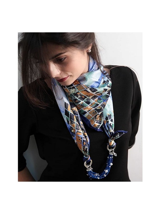 Krystle Girl's Scarf Crystal Bead Pendant Accessory Necklace Soft Scarves Stoels Muffler (Red) - Image 5