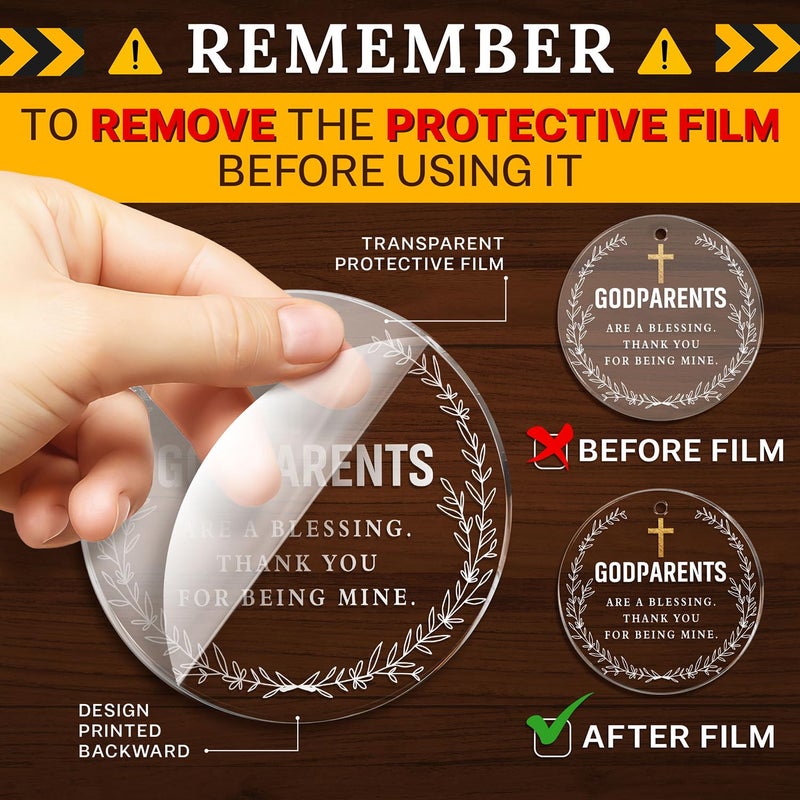 HEXMOZ Godparents Gifts - Godparent Ornament 2024 - Godparent are Blessing  Thank You for Being Mine Present - God Parent Gift Ideas  Gifts for Godparents  Baptism Gifts - Acrylic Ornament Keepsake - Image 2