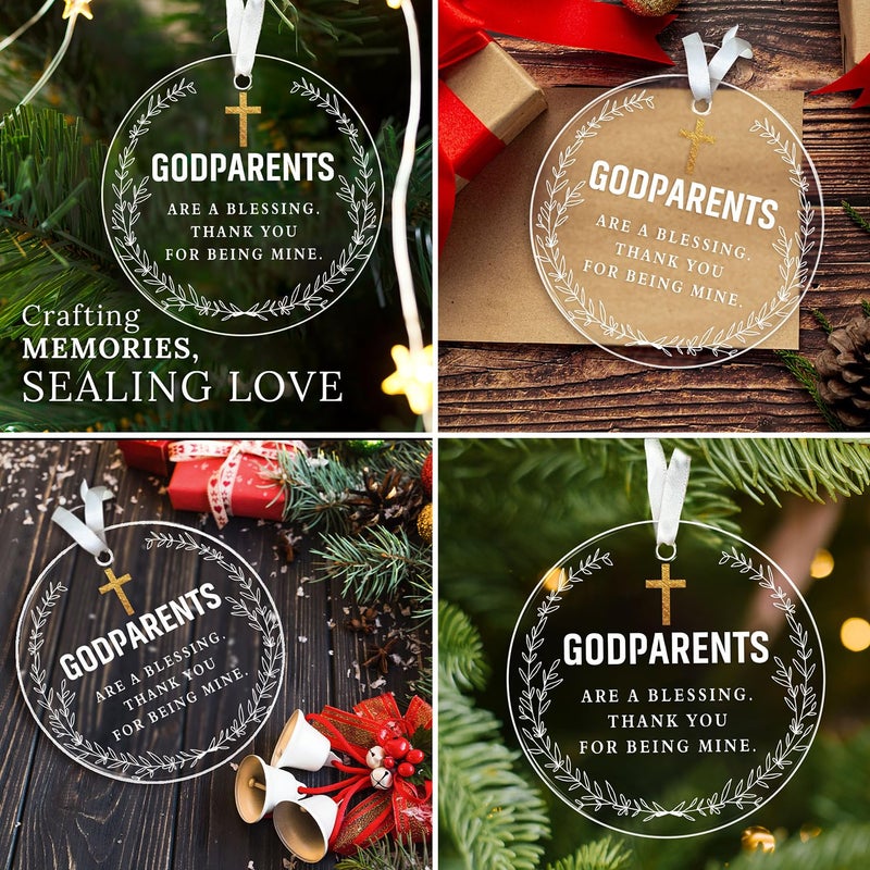 HEXMOZ Godparents Gifts - Godparent Ornament 2024 - Godparent are Blessing  Thank You for Being Mine Present - God Parent Gift Ideas  Gifts for Godparents  Baptism Gifts - Acrylic Ornament Keepsake - Image 5