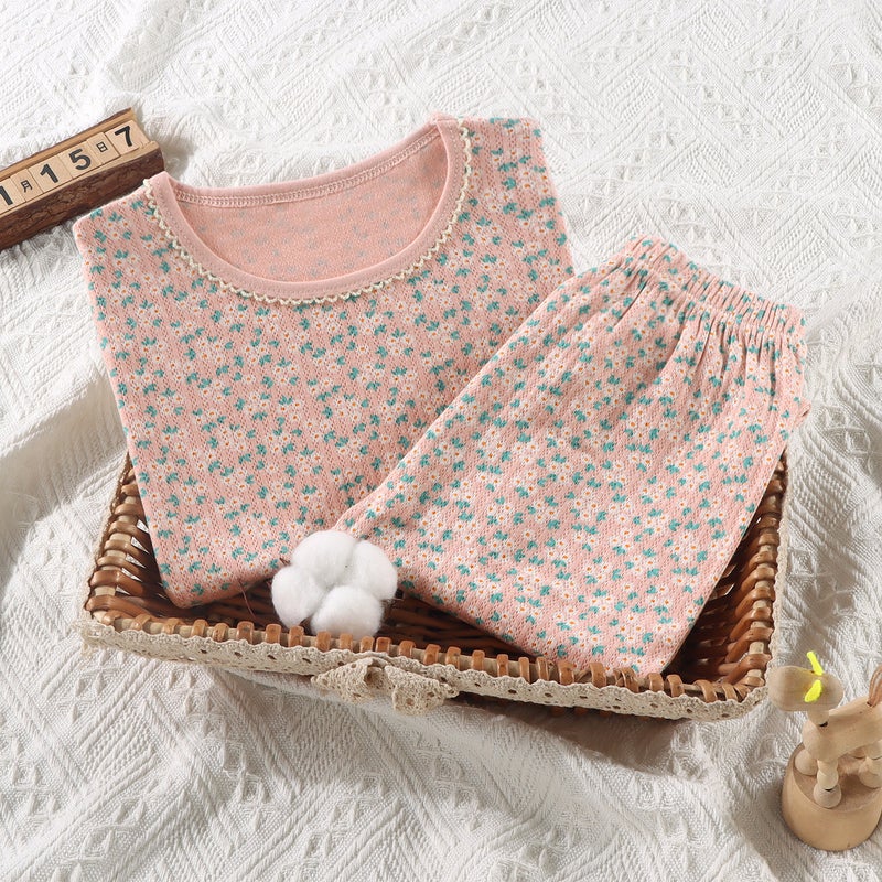 Children'S Pure Cotton Autumn Clothes And Pants, Baby Pajamas, Boys' Thermal Underwear, Girls' Base Layer Set, Home Pajamas - Image 1