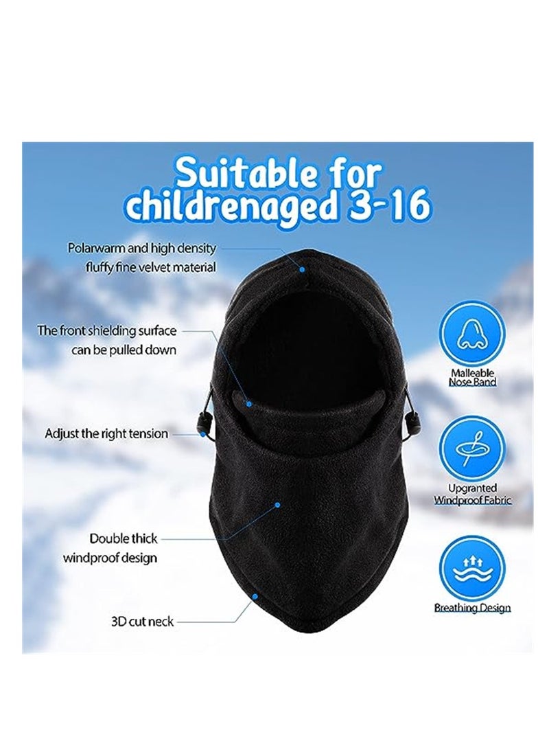 SYOSI Winter Children's Riding Mask, Winter Balaclava Warm Face Cover, Sports Warm Headgear Cold-proof Face Protection Cap, Windproof Motorcycle Ski Headgear, 1 Pcs, Black  - Image 2