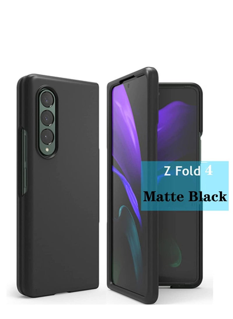 Rock Pow مناسب لهاتف Samsung Galaxy Z Fold 4، جراب هاتف أسود غير لامع، غطاء صلب رفيع للغاية من البولي كربونات حماية كاملة، غطاء حماية متين مناسب لهاتف Z Fold 4 5G 2022 (أسود غير لامع)  - Image 2