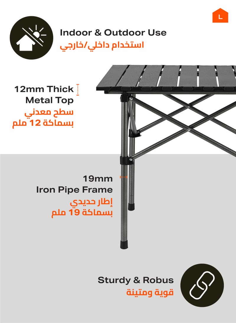 LAWAZIM Folding Picnic Table - Black, 53x51x50cm - Portable Roll-Up Side Table with Snap-Together Design, Carry Bag, Tool-Free Setup - Ideal for Camping, Balcony, Coffee, Fishing, Outdoor Use - Image 3