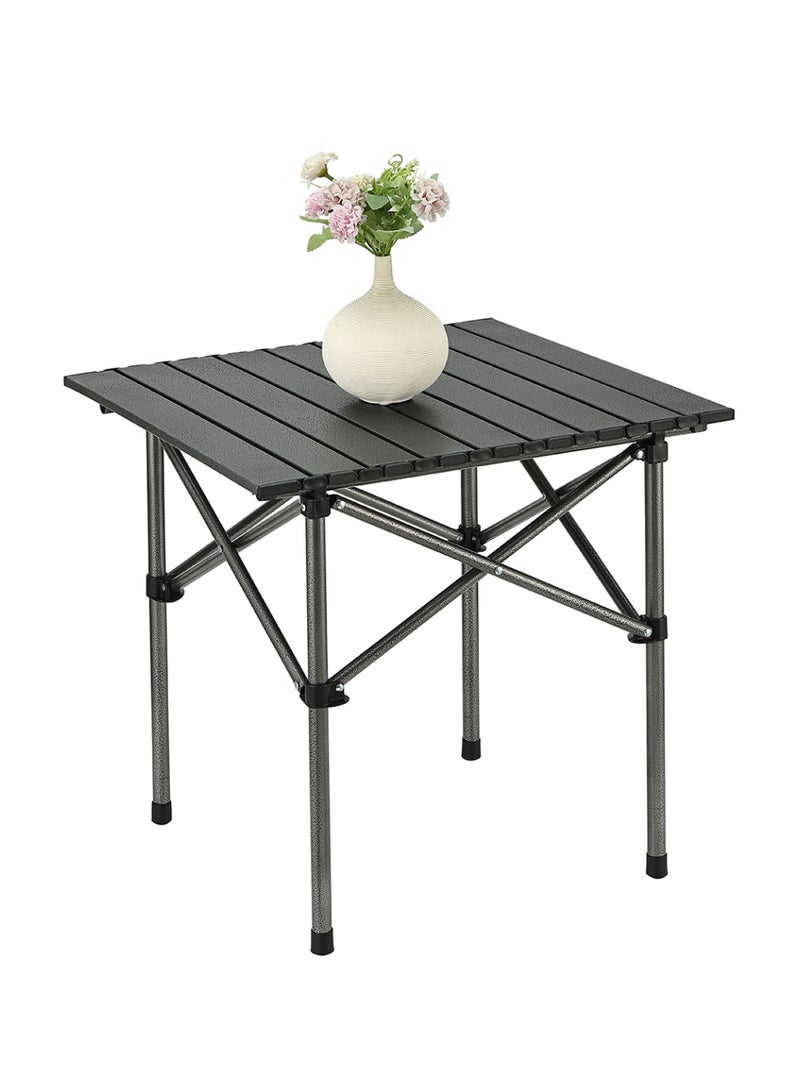 LAWAZIM Folding Picnic Table - Black, 53x51x50cm - Portable Roll-Up Side Table with Snap-Together Design, Carry Bag, Tool-Free Setup - Ideal for Camping, Balcony, Coffee, Fishing, Outdoor Use - Image 1