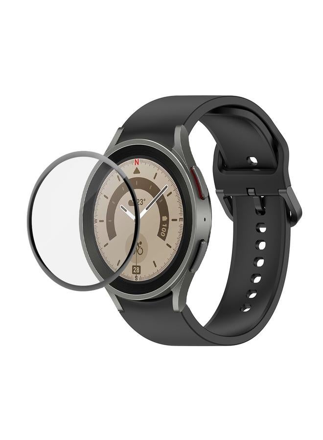 erorex For Samsung Galaxy Watch5 Pro 45Mm Silicone Adjustable Strap + Full Coverage Pmma Screen Protector Kit(Black) - Image 1