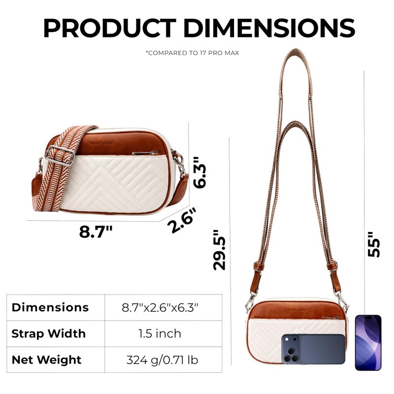 Vantamo Premium Quilted Crossbody Bags for Women with Anti-Pickpocket Clip, Vegan Leather Handbags, Travel Purses for Women - Image 3