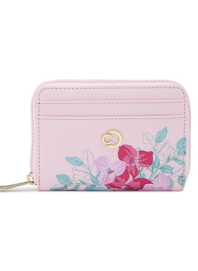 CAPRESE Caprese Shanaya Zip Around Wallet for Women| Small, Pink | Multiple Card Slots with Stylish Print | Perfect for Carrying Daily Essentials  - Image 1