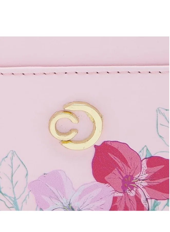 CAPRESE Caprese Shanaya Zip Around Wallet for Women| Small, Pink | Multiple Card Slots with Stylish Print | Perfect for Carrying Daily Essentials