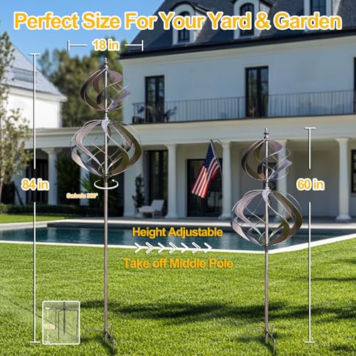 LimeHill Wind Spinner for Yard and Garden - Large Metal Windspinners for Outdoor Decorations (Silver Spherality) - Image 4