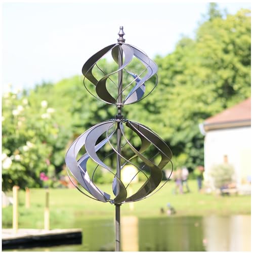 LimeHill Wind Spinner for Yard and Garden - Large Metal Windspinners for Outdoor Decorations (Silver Spherality) - Image 1