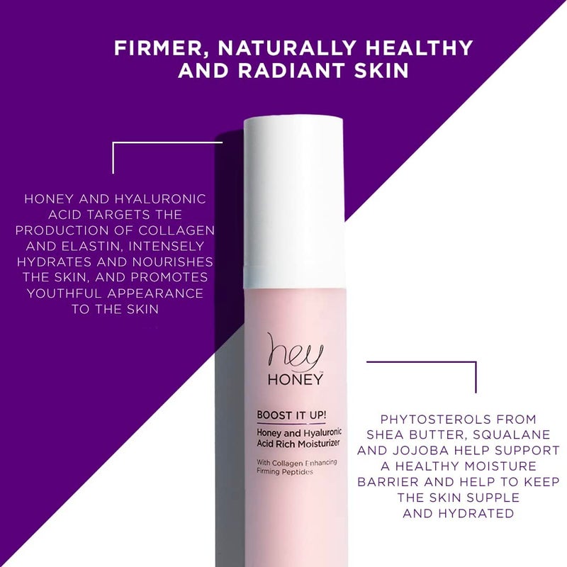 Hey Honey Skincare Boost It Up Collagen-boosting peptides Honey & Hyaluronic Acid Rich Moisturizer for Stronger Skin Barrier | For Premature & Advanced Signs of Aging | Fast Acting | 1.7 Oz - Image 3