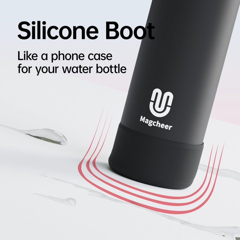 Magcheer Insulated Magnetic Water Bottle - Reusable Stainless Steel Bottle with MagSafe Compatible Phone Holder - Keeps Cold for 24 Hours - Perfect for Gym, Sports, and Travel - Black 32oz - Image 5
