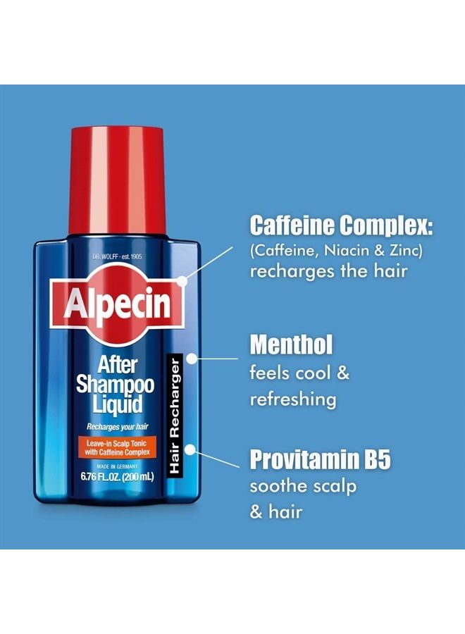 Alpecin After Shampoo Caffeine Liquid Hair Recharger, 6.76 fl oz, Scalp Tonic for Men's Thinning Hair Growth, Sulfate Free with Castor Oil - Image 4