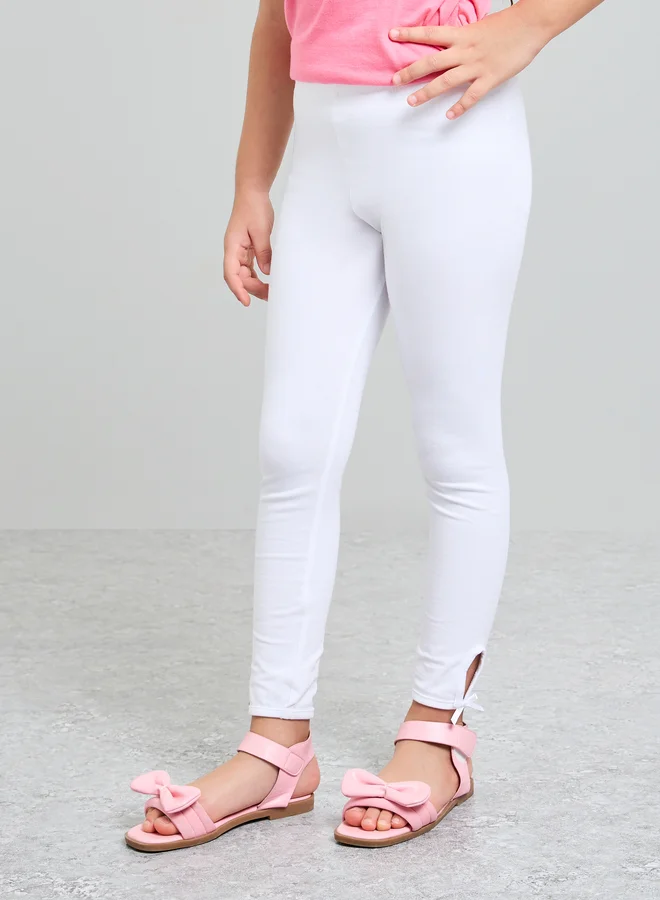 ستايلي Girls Bow Detail Cotton Leggings