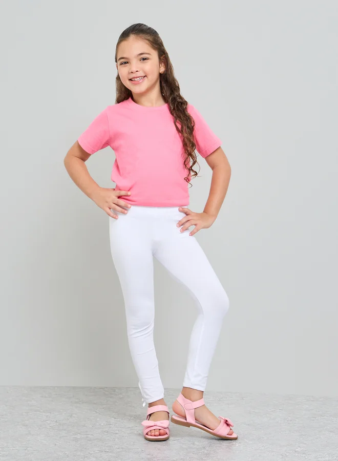 ستايلي Girls Bow Detail Cotton Leggings