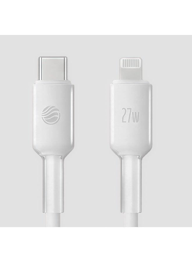 FIFTH ELEMENT LUMEN 2m Liquid Silicone USB-C to Lightning Cable, 27W PD Fast Charging & Soft Anti-Tangle Jacket – White - Image 2