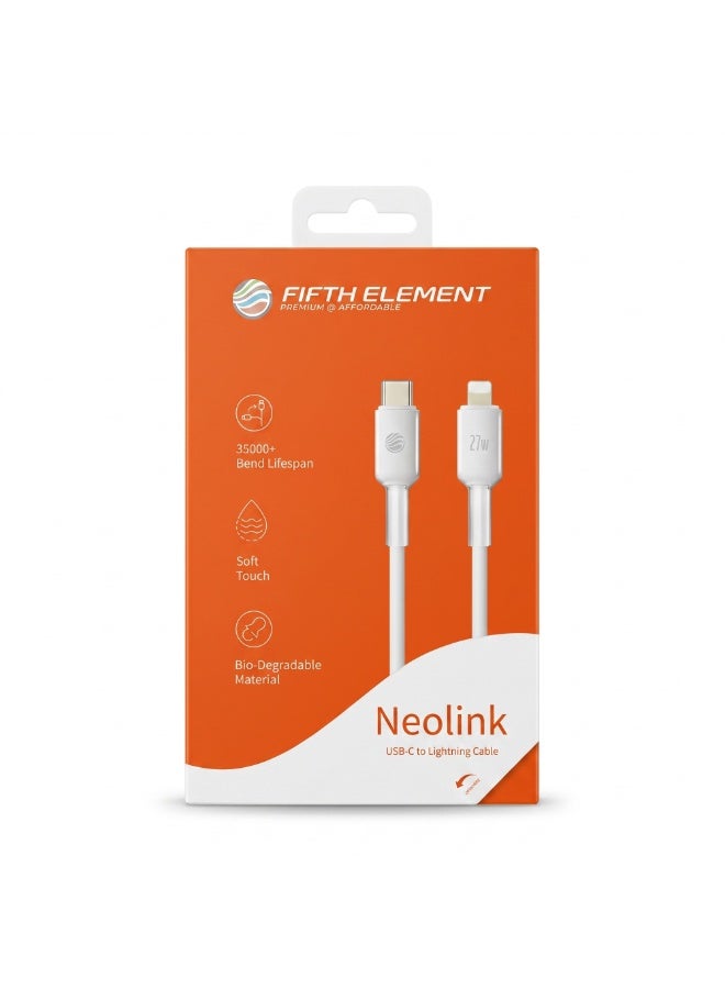 FIFTH ELEMENT LUMEN 2m Liquid Silicone USB-C to Lightning Cable, 27W PD Fast Charging & Soft Anti-Tangle Jacket – White - Image 4
