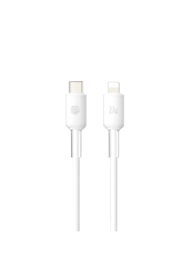 FIFTH ELEMENT LUMEN 2m Liquid Silicone USB-C to Lightning Cable, 27W PD Fast Charging & Soft Anti-Tangle Jacket – White - Image 1