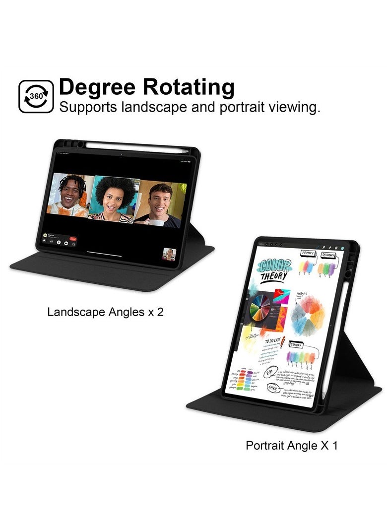 [1+2 Sets] For Huawei MatePad SE 11 inch Tablet Case & Screen Protector 360 Degree Swivel Stand Folio Flip Smart Tablet Cover 9H Tempered Glass Film HD Clear Scratch Resistant Bubble-Free Easy Installation