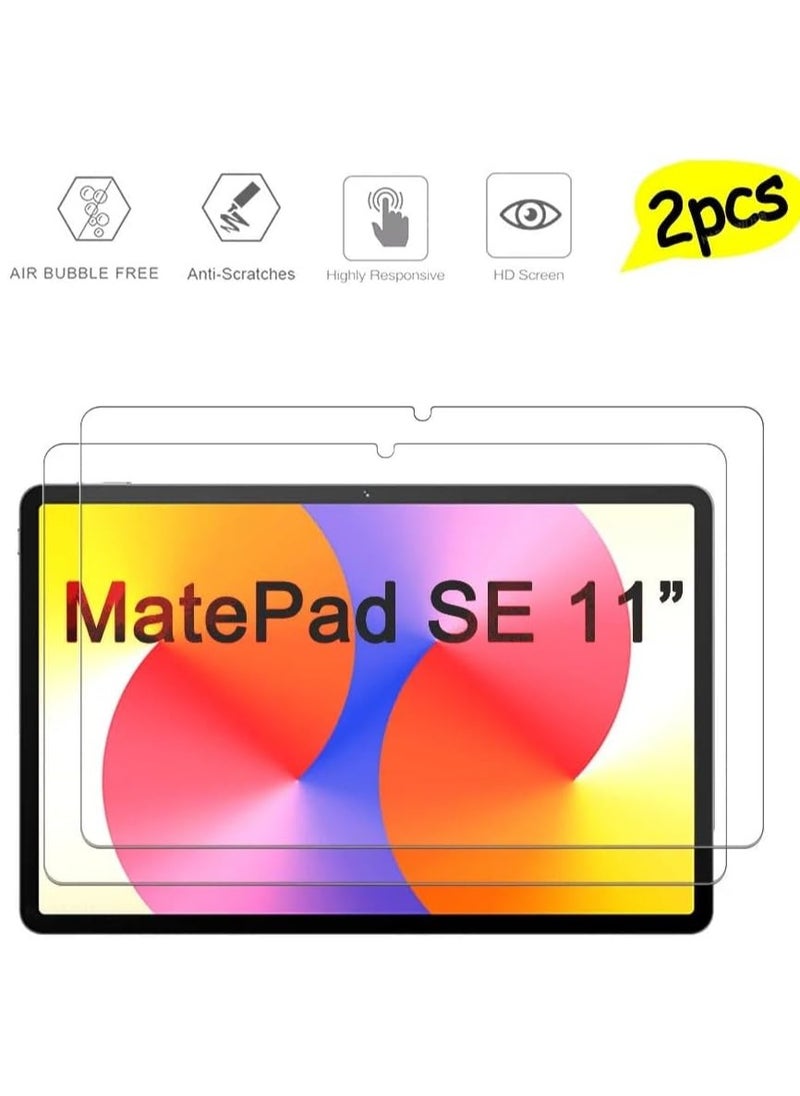 [1+2 Sets] For Huawei MatePad SE 11 inch Tablet Case & Screen Protector 360 Degree Swivel Stand Folio Flip Smart Tablet Cover 9H Tempered Glass Film HD Clear Scratch Resistant Bubble-Free Easy Installation