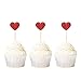 Ercadio Glitter Heart Cupcake Toppers Picks for Sweet Love Theme Wedding Engagement Bridal Shower Party Cake Decors 40 Pack Red - Image 3