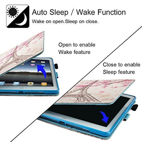 Dteck Case for iPad 9.7" 2017 2018, iPad Air Case, iPad Air 2 Case, Dteck PU Leather Folio Smart Stand Wallet Case with Auto Sleep Wake for iPad 2018 2017 9.7 Inch,iPad Air 1, iPad Air 2, Eiffel Tower - Image 5