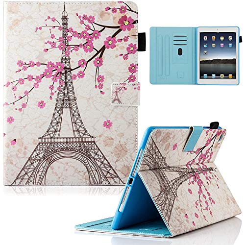 Dteck Case for iPad 9.7" 2017 2018, iPad Air Case, iPad Air 2 Case, Dteck PU Leather Folio Smart Stand Wallet Case with Auto Sleep Wake for iPad 2018 2017 9.7 Inch,iPad Air 1, iPad Air 2, Eiffel Tower - Image 1