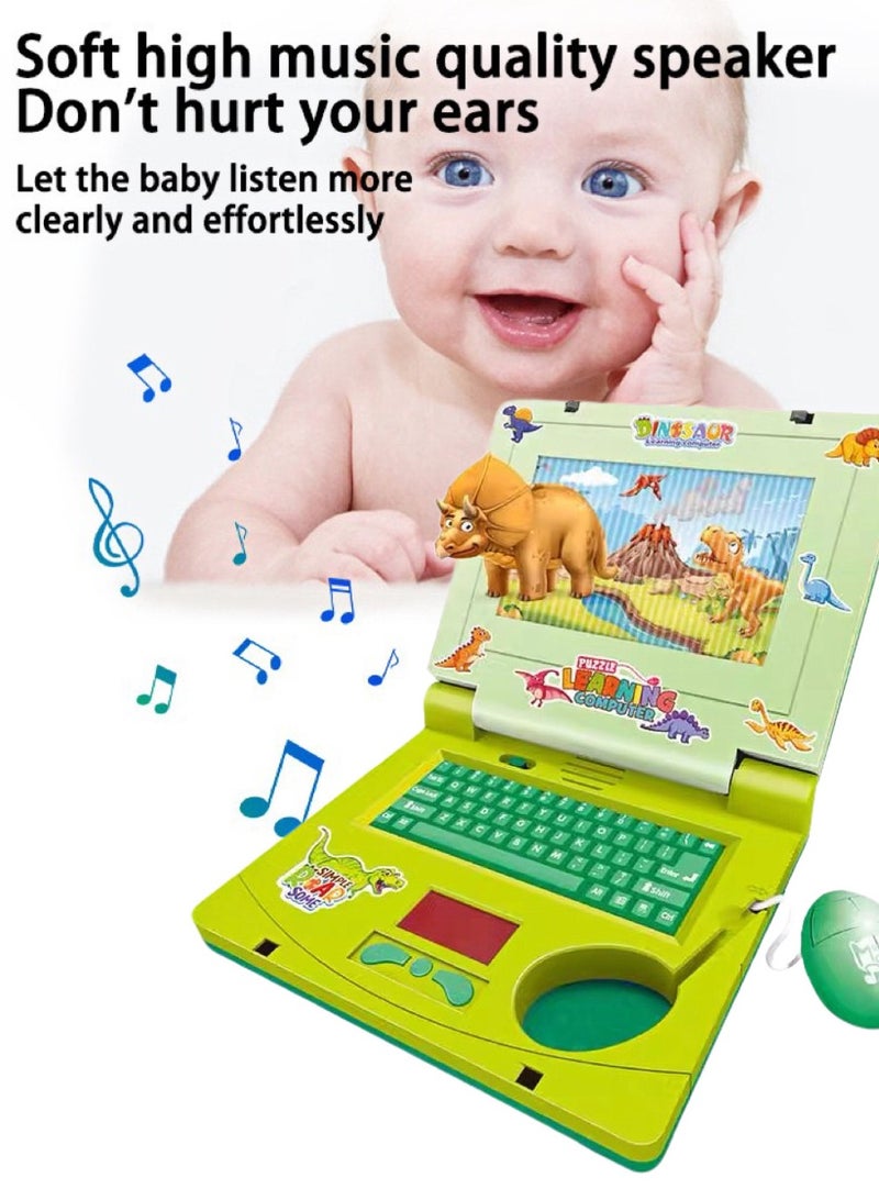 Kids' Electronic Learning Laptop [Dynamic Light Effects + Music Enlightenment]｜Educational Pretend Play Toy (Green Edition) - Image 4