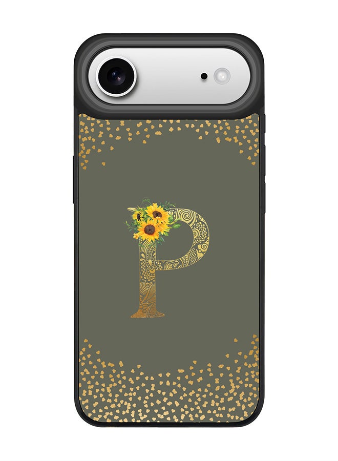 Stylizedd iPhone Air Case, [Compatible with MagSafe] Slim Magnetic cover Phone Case iPhone Air -Custom Floral Monogram - P  (Olive Green ) - Image 1