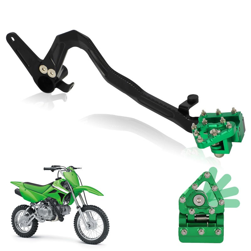 USTPO Motorcycle Rear Brake Pedal Folding CNC Foot Lever for KLX110 KLX110L 20102024 Dirt Pit Bike Green - Image 2