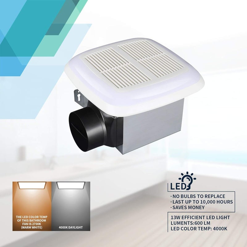 Tech Drive Very-Quiet 80 CFM, 1.5 Sone No Attic access Needed Installation Bathroom Ventilation and Exhaust Fan With LED light 4000K 800LM (80CFM),Ceiling Mounted Fan,Easy to Install - Image 5