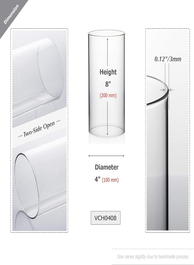 AKDC Wgvi Hurricane Candle Holder Sleeve, Wide 4", Height 6", Clear Glass Cylinder Open Both Ends, Chimney Tube, Open Ended Candle Shade, 1 Piece - Image 5