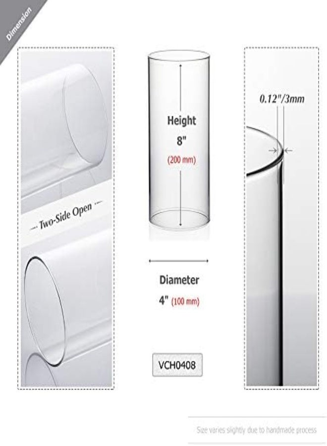 AKDC Wgvi Hurricane Candle Holder Sleeve, Wide 4", Height 6", Clear Glass Cylinder Open Both Ends, Chimney Tube, Open Ended Candle Shade, 1 Piece - Image 2