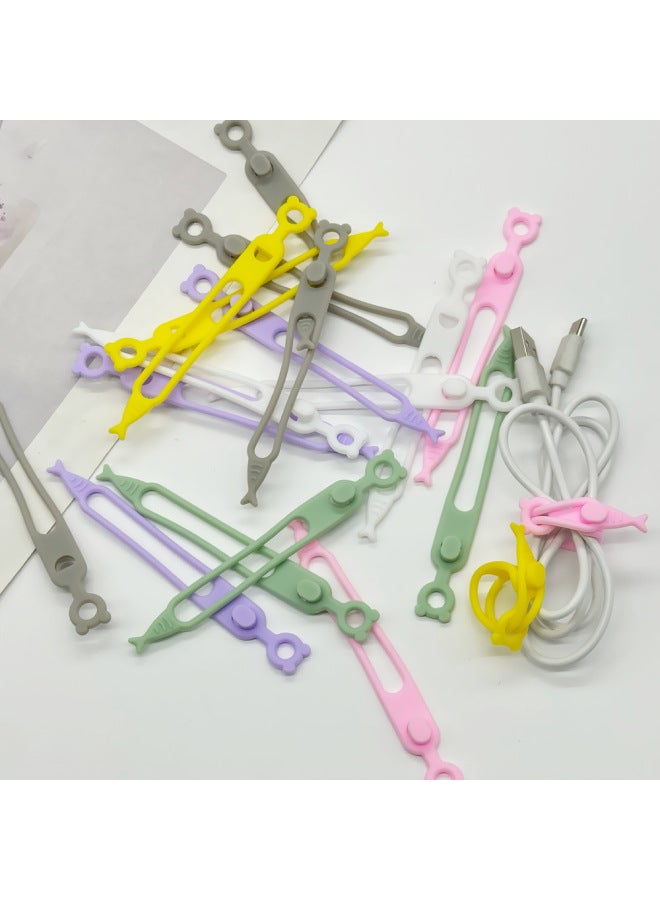Loquat Hot Silicone Cable Tie Self-locking Colorful Strap Elastic Band Elastic Rubber Band Organiser Home Storage-Color:White - Image 5