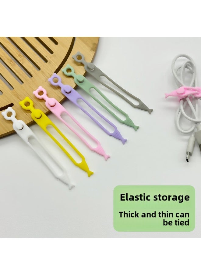Loquat Hot Silicone Cable Tie Self-locking Colorful Strap Elastic Band Elastic Rubber Band Organiser Home Storage-Color:White - Image 3